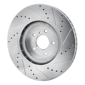 Infiniti Q50 Brake Rotor (1) - Front Left - R1 Concepts - Drilled & Slotted - Silver - `08-`25